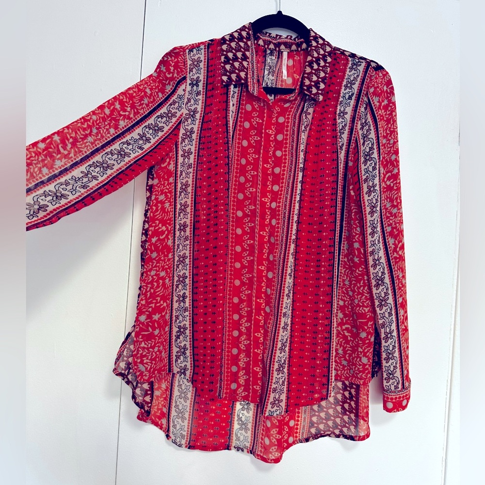 Free people XS Red Patterned Women's Top